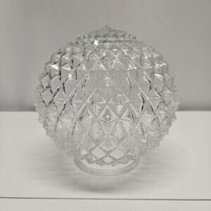 Vintage Mid-Century Art Deco Glass Globe Light Lamp Shade 7" Hobnail Diamond